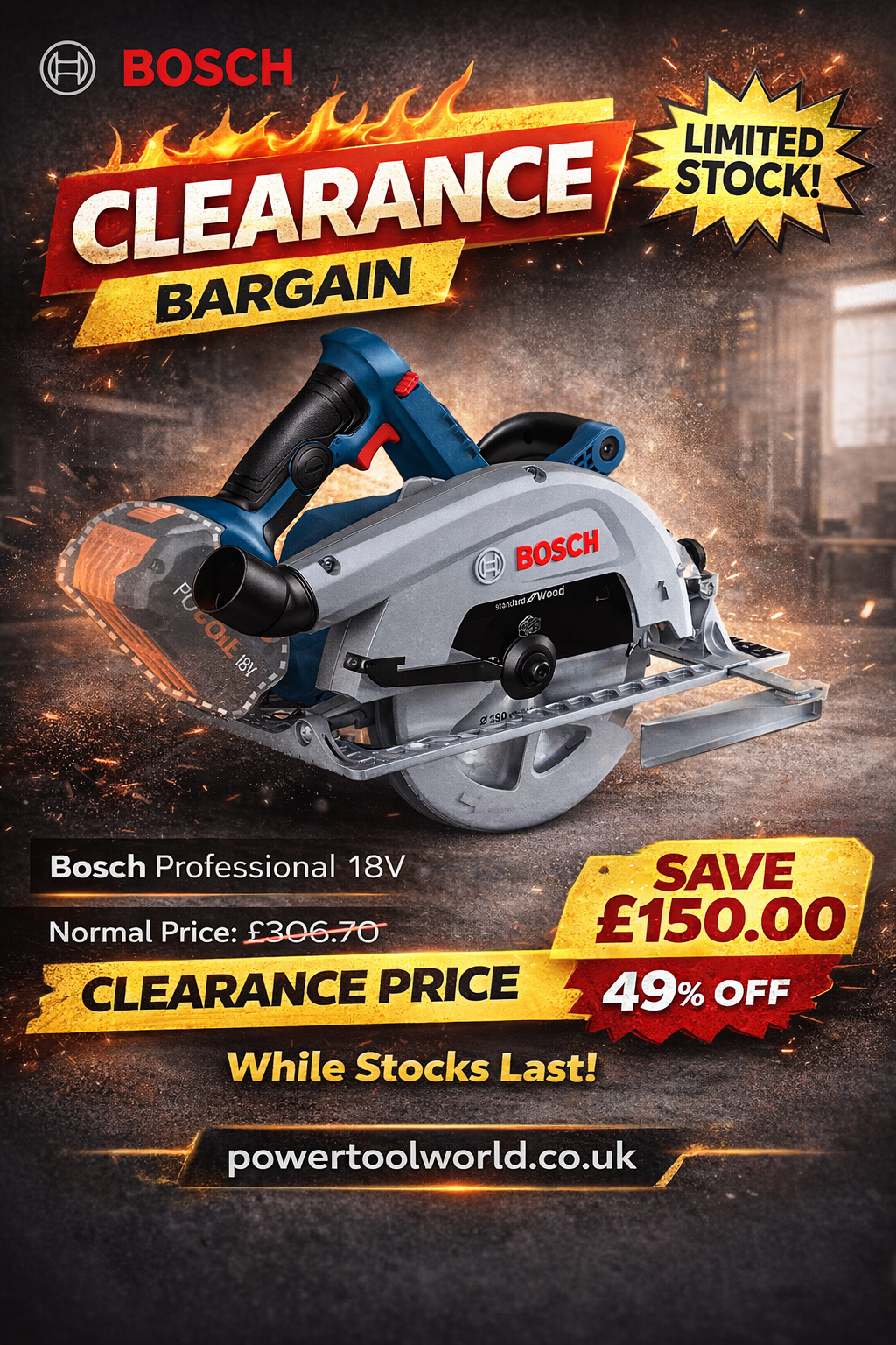 🚨 GENUINE CLEARANCE ALERT: BOSCH GKS 18V-68 C BITURBO – SAVE £150.00 🚨