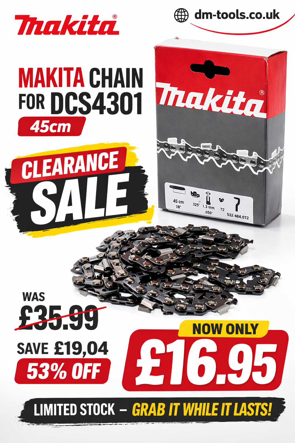 🚨 GENUINE MAKITA CLEARANCE: 53% OFF SAW CHAIN 🚨