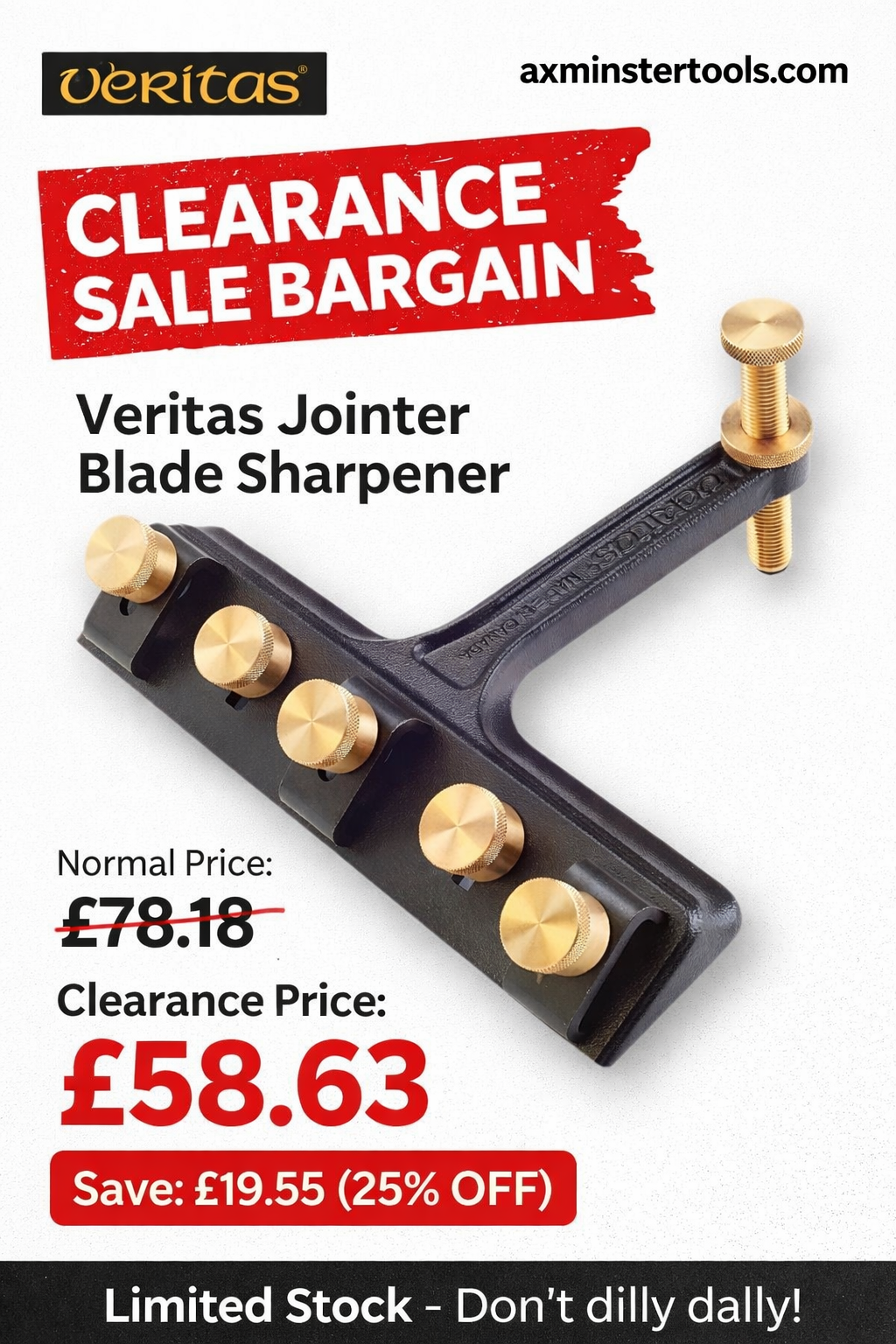 🚨 CLEARANCE ALERT: 25% OFF THE VERITAS JOINTER BLADE SHARPENER 🚨