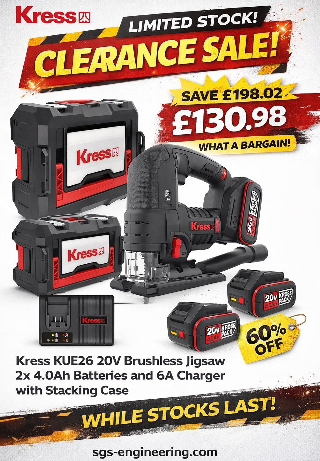 🚨 CLEARANCE ALERT: 60% OFF KRESS BRUSHLESS JIGSAW KIT 🚨